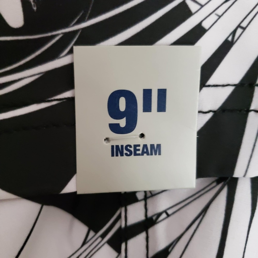 George Mens E-Board Swim Trunks with UPF 50+ Blk/White Leaves Size 3XL (48-50) - Picture 5 of 7